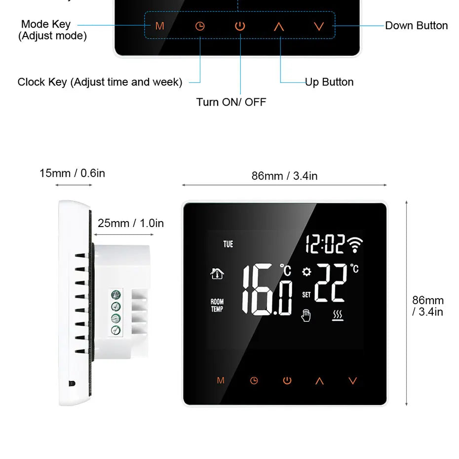AVATTO WiFi Smart Thermostat, Electric Floor Heating Water/Gas Boiler Temperature Remote Controller for Tuya Google Home, Alexa