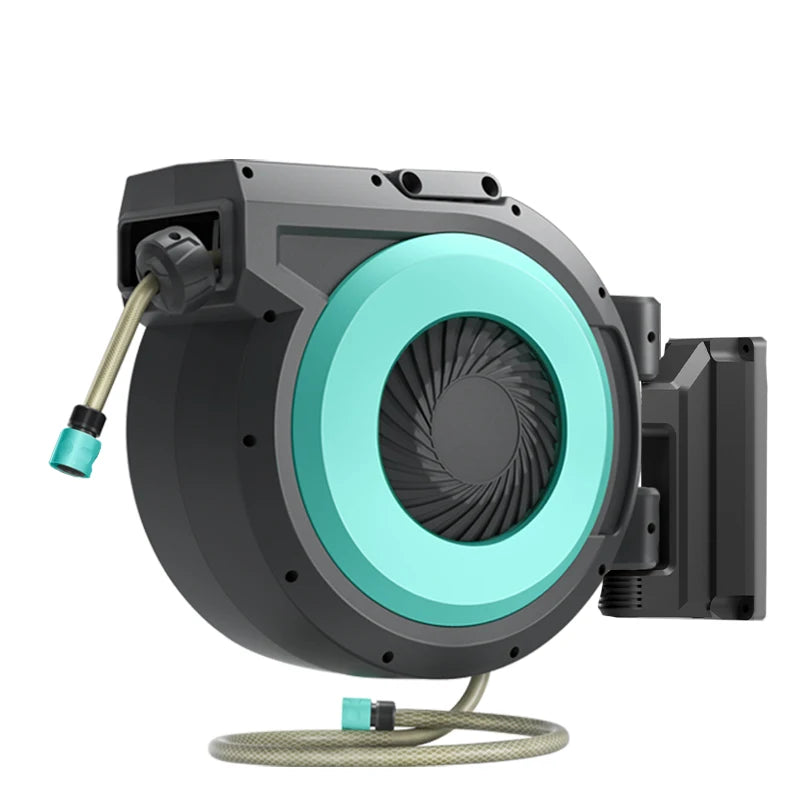 Multi High Pressure 15m 1/2 Inch 50ft Wall Mounted Any Length Lock 180°Swivel Bracket Garden Water Automatic Rewind Hose Reel Tidesmit