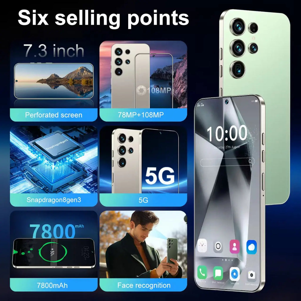 2025 New Original S26 Ultra Smartphones 5G Dual SIM Mobile Phone 22GB+2TB Storage 100W Quick HD Face Unlock Android 15 Spanish Tidesmit