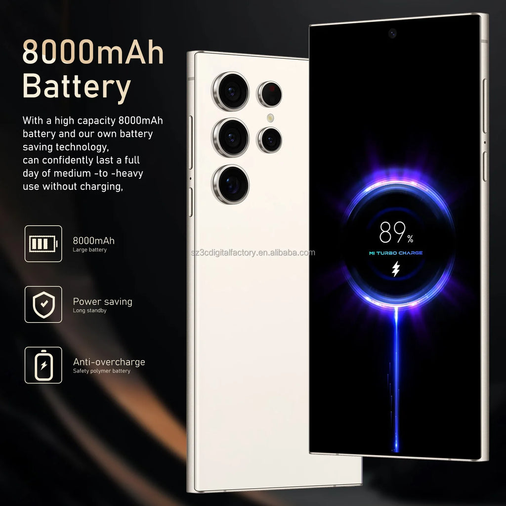 Tidesmit S25 Ultra 5G smartphone with 108MP camera, 16GB RAM, 1TB storage, and deca-core processor for gaming.