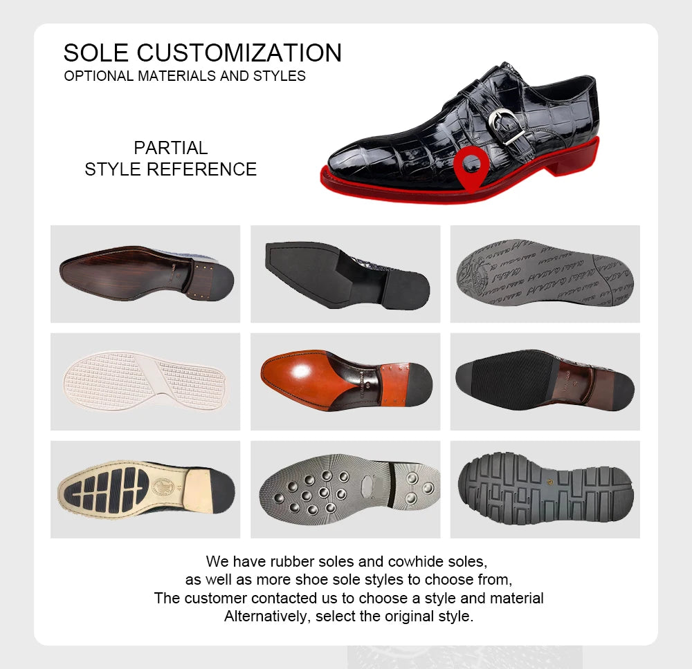 Newest Black Men Shoes Leather Comfort Slip-On High-end Handmade Men Dress Shoes Monk Strap Genuine Crocodile Leather Men Shoes