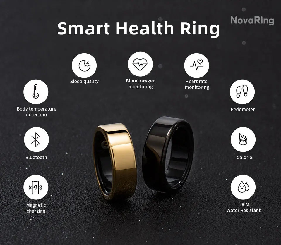 Innovative Smart Ring for Fitness Tracker Blood Oxygen Heart Rate Body Temperature Monitoring-Hottest Electronic Accessory Tidesmit