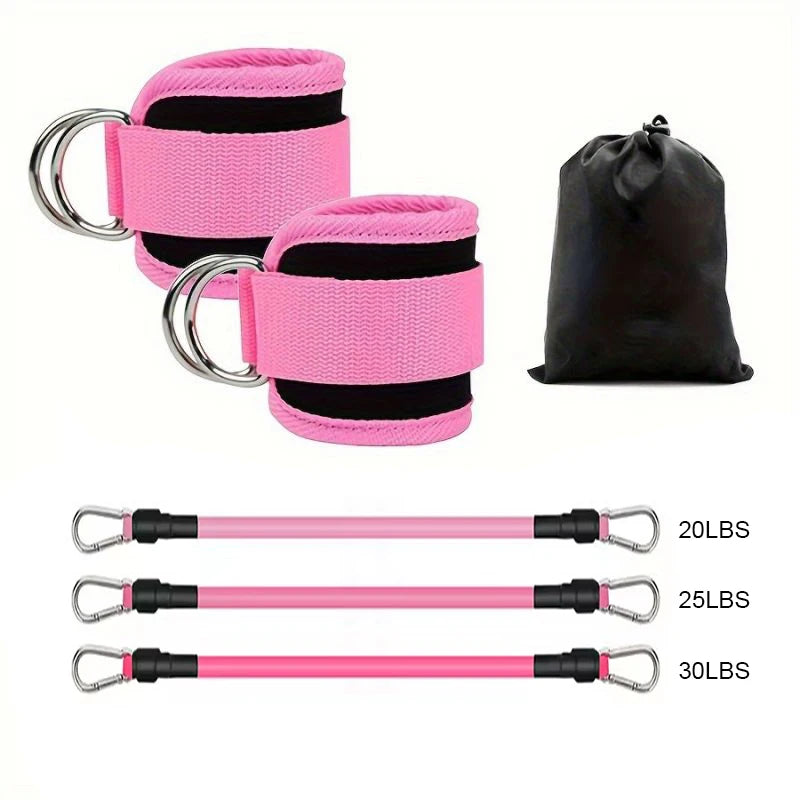 6 Piece Ankle Resistance Bands With Cuffs for Working Out Glute Leg Exercise Booty Workout Equipment All Pink Color Medium 19*15*4CM Tidesmit