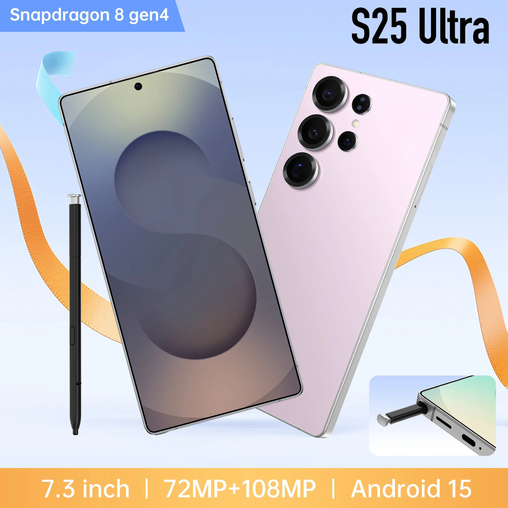 Tidesmit S25 Ultra 5G Android smartphone with 6.9 inch screen dual SIM unlocked for global 4G and 5G connectivity