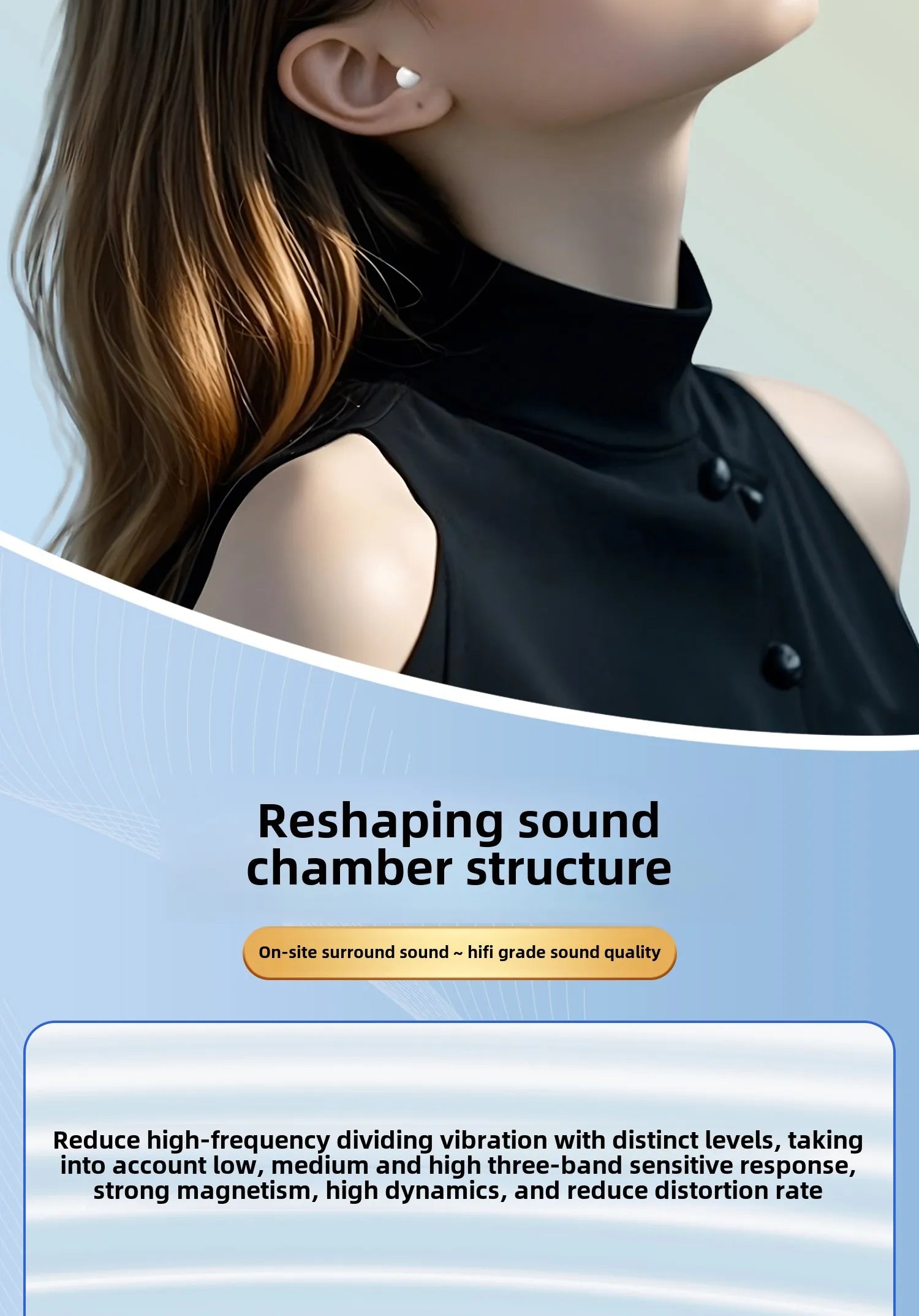 Mini Wireless for Bluetooth Earbuds Long Battery Life Noise Cancelling LED for Sleep/Work In-Ear Tidesmit