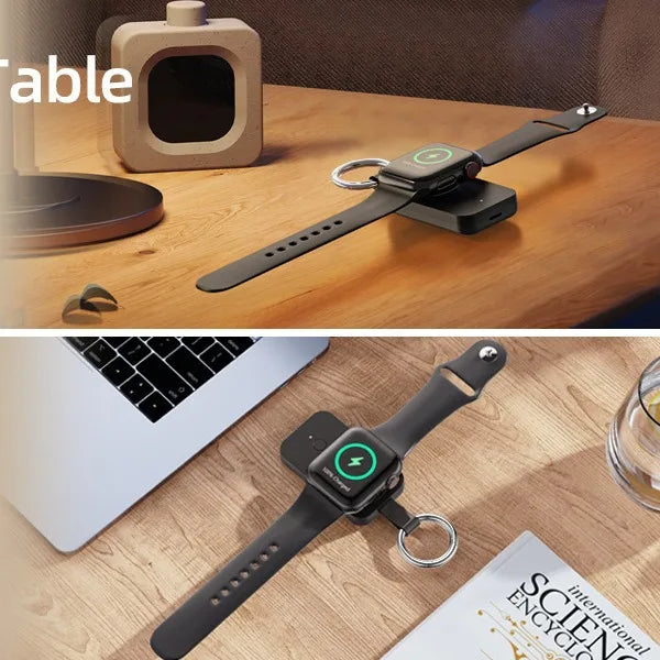 Power bank charger-KC Certified V9 Portable 1000MA Magnetic Watch Power Bank High Capacity 5W Keychain Watch Wireless Charging Power Bank Tidesmit