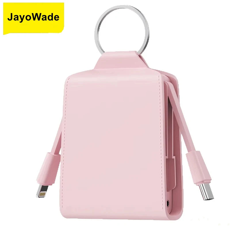 Power bank charger-Factory Dual-Wire Leather Mini Keychain Power Bank For Iphone Portable Compatible Type C For Xiaomi Battery 2000mah Tidesmit