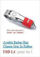 Non-slip red rubber barber hair clipper grip sleeve for comfortable, ergonomic hold during professional hair cutting.