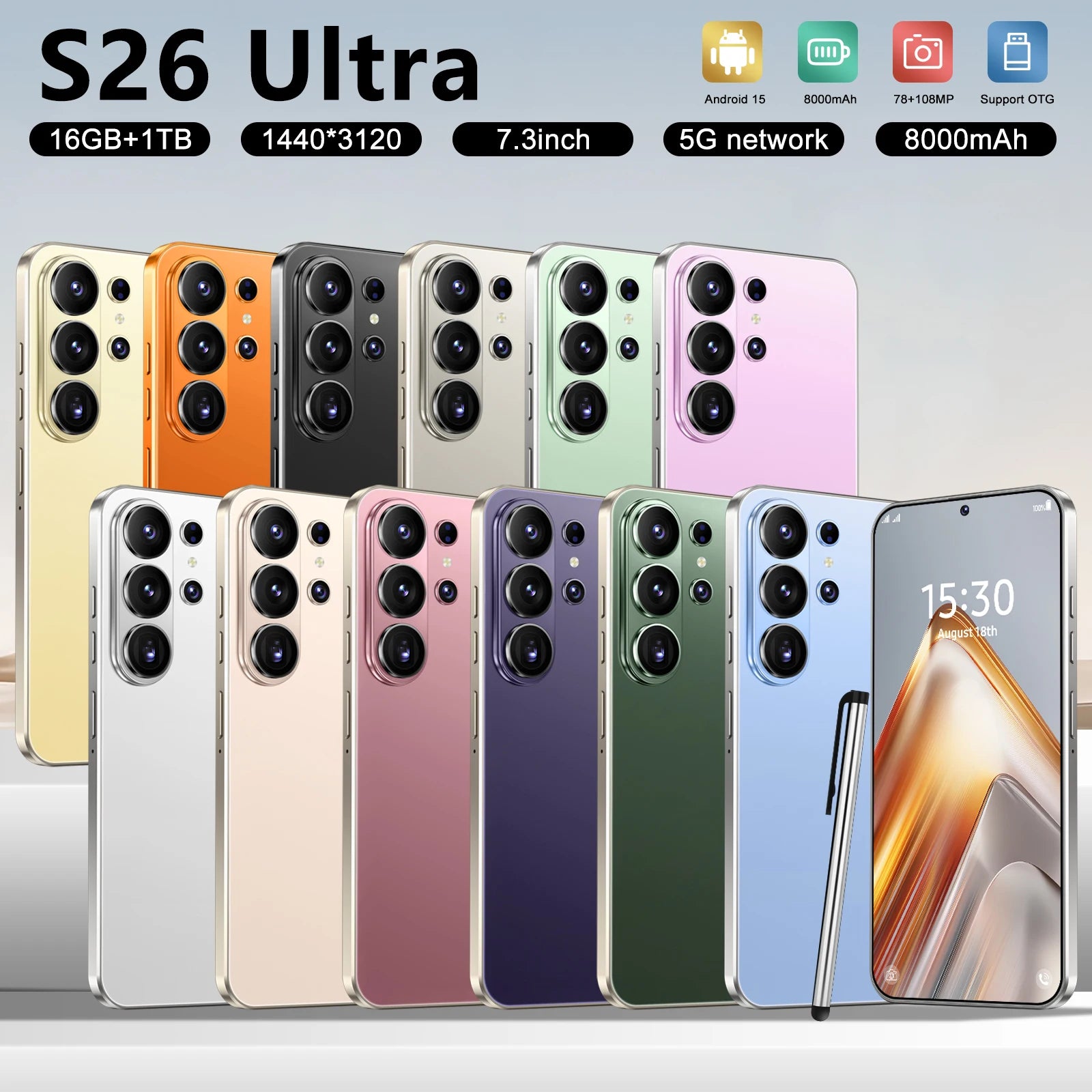 Original S26 Ultra 5G smartphone with 16GB RAM 1TB storage dual SIM and HD display in French