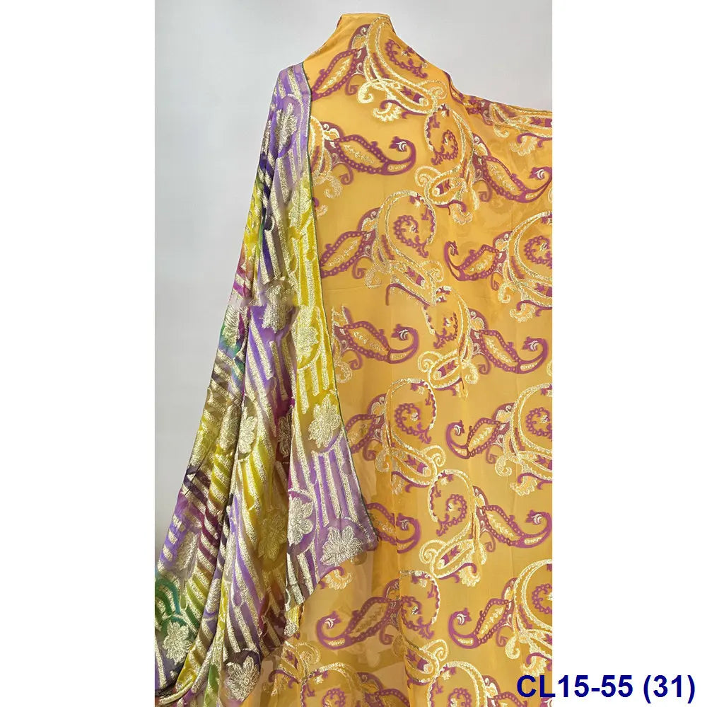 Lisami RTS Luxury Silk Fabric Elegant Multi-Color 3D Metallic Handcut for Dresses Weddings and Curtains