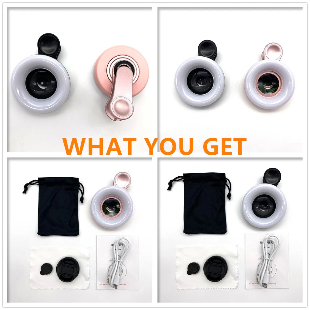 LED Ring Light 2 in 1 Camera Lens Phone With Flash Light for Jewelry Photography Tidesmit