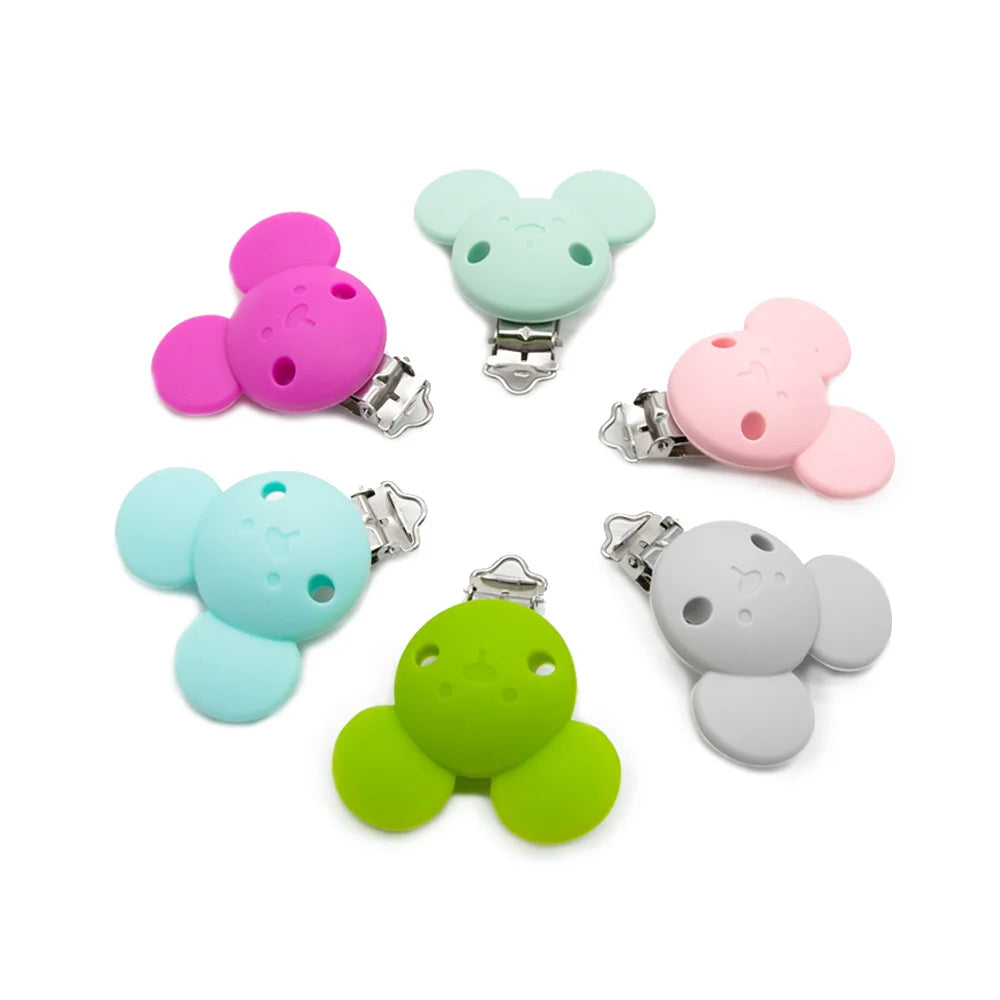 Cute-Idea 10pcs Heart  Silicone Beads Teether Chewable Teething BPA Free Newborn Nursing Baby Pearl Pacifier Clips Food Grade