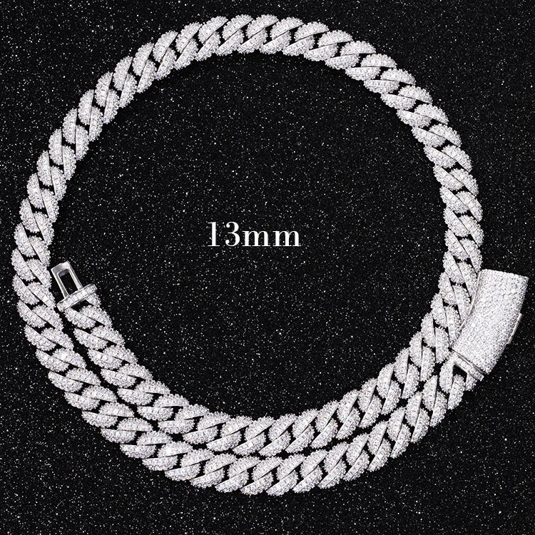 Custom Moissanite Heavy Silver Chain for Men 13mm-22mm Width S925 Solid Rose Gold Plated VVS Moissanite Diamond Cuban Link Chain