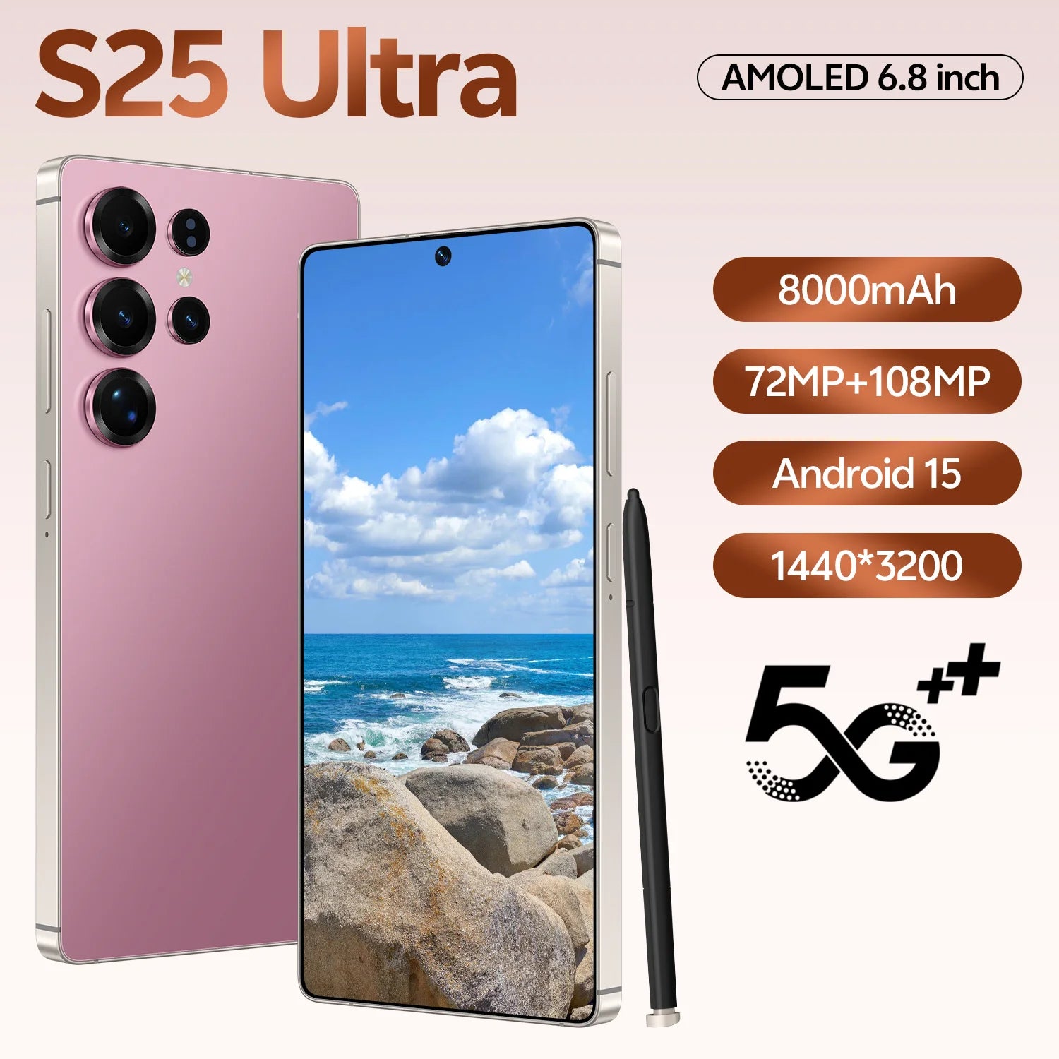 Tidesmit 5G Android 15 Smartphone, 1TB Storage, 16GB RAM - Dual SIM Tidesmit