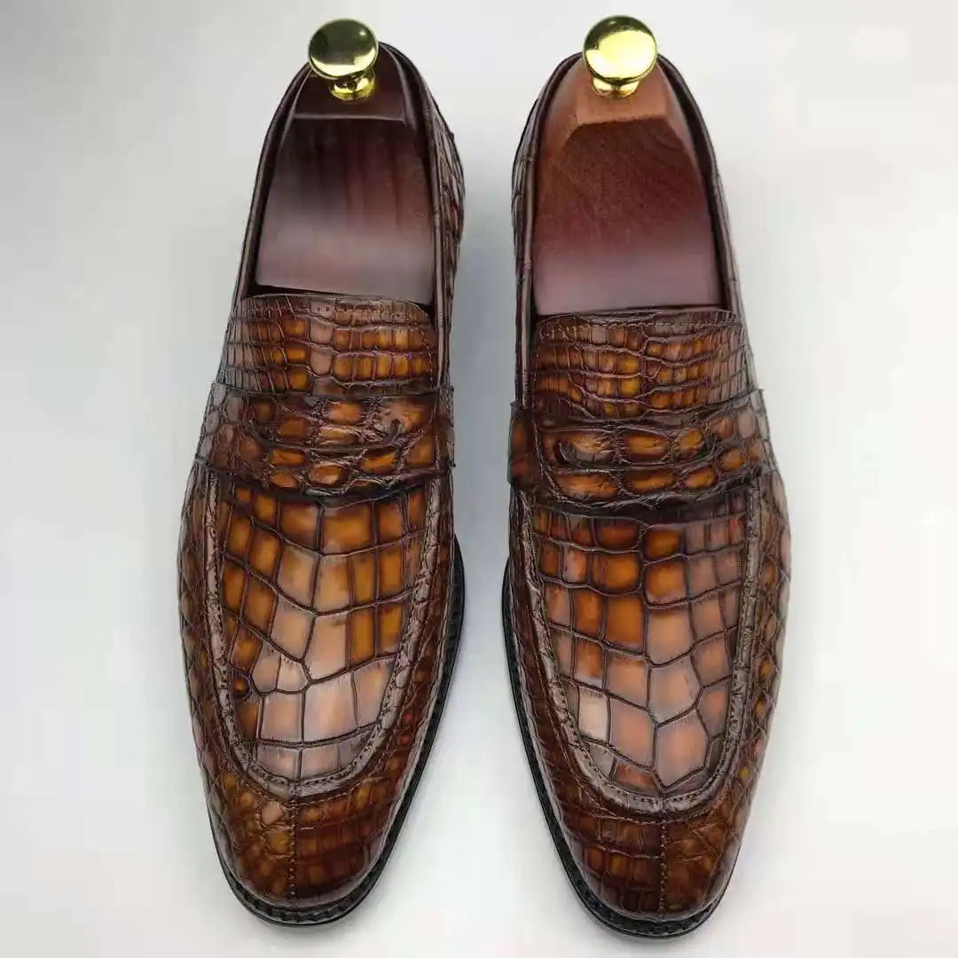 Goodyear Welt Genuine Crocodile Leather Shoes for Man Loafers Shoes Alligator Men Chic New Model Office Party Men's Shoes