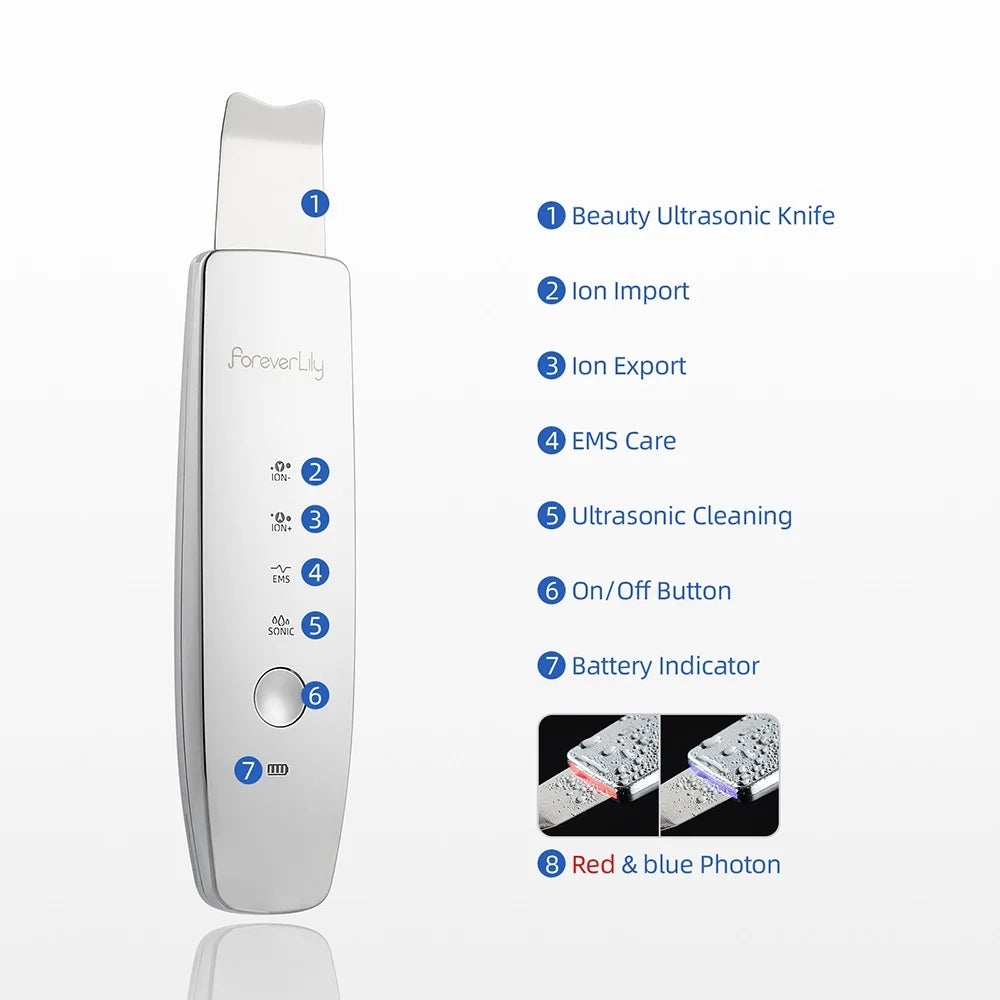 Ultrasonic Facial Skin Scrubber | Professional Deep Cleaning Spatula Scrubs Treatments Tidesmit