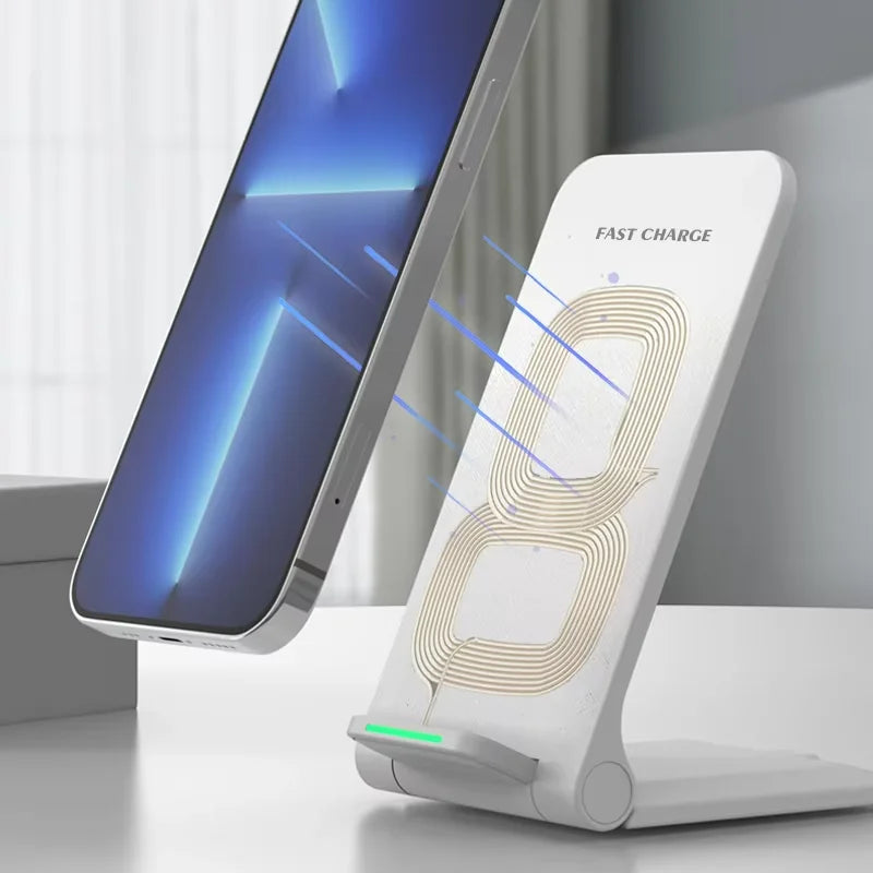 High Quality Custom Logo Multifunction Portable Phone Charger Fast Charging Holder 15W Stand Foldable Wireless Charger Tidesmit