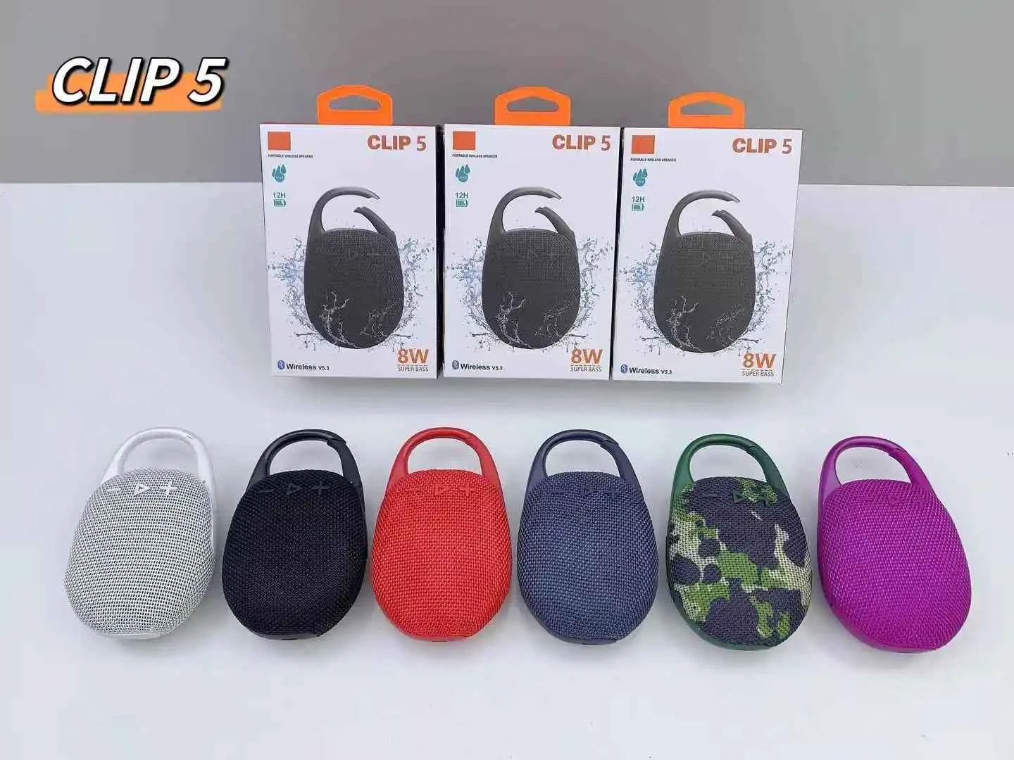 Clip5 Mini Portable Wireless BT Speaker 5W Bass Outdoor Sport Speaker Home Gift Clip4 Mini Boombox Speakers With Hook Dark Gray My Store