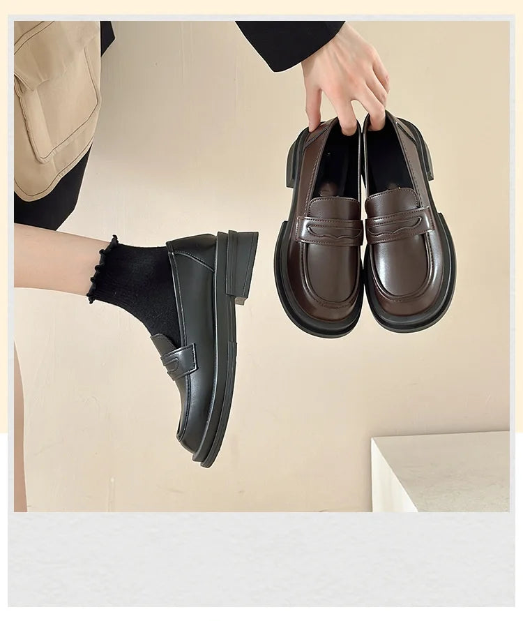 Professional Women's Loafers New British Style Elegant Ballet-Style Flat Small Leather Shoes Soft Peas Light Patent Summer