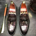 Goodyear Welt Luxury Loafer Shoes for Men Genuine Crocodile Leather Formal Shoes Tassel Office Wear Men's Dress Shoes