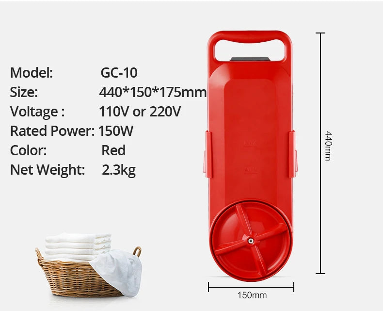 Tidesmit portable mini washing machine with all-round rotation and digital timer for travel and small laundry needs