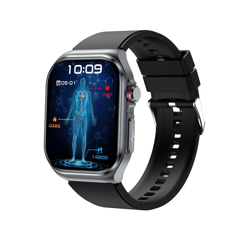 ET585 Men's 2.04 Inch AMOLED Square Screen Touch Fitness Smart Watch IP68 Water Resistant Rubber BT Call Sports Fitness Tracker - Tidesmit