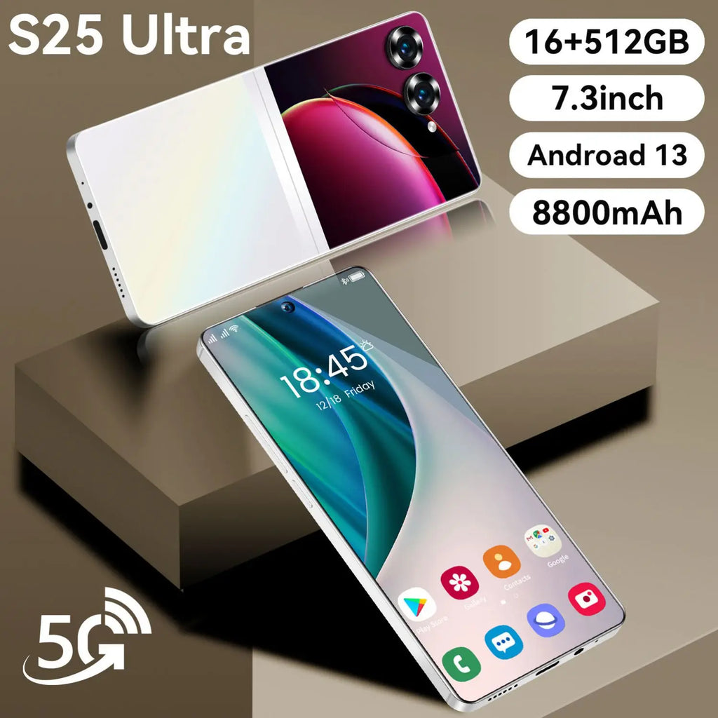 2025 New Design Fold S25 Ultra+ 5G Cell Mobile Phone 14+514GB Huge Memory Android 14 Hot Selling S Fold 24 Smart Phone Tidesmit