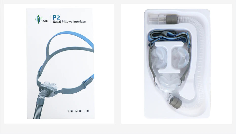 BMC PM2 CPAP Mask Nasal Pillows Mask with Headgear for CPAP Machine APAP BiPAP S/M/L 3 Sizes Silicone Cushions Apnea Nasal Mask