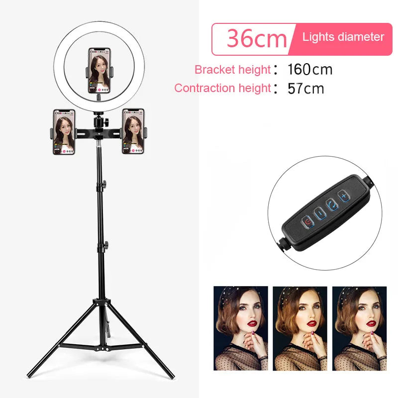 14-Inch LED Ring Light with Tripod Stand for Pro Content Creation 14inch 160 3 holder Tidesmit