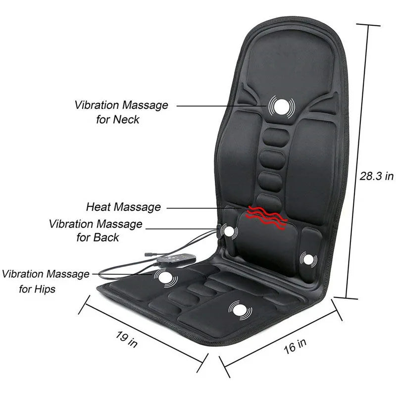 Heated Massage Seat Cushion for Back, Neck and Waist - Portable Relief Relaxation Treatment Tidesmit