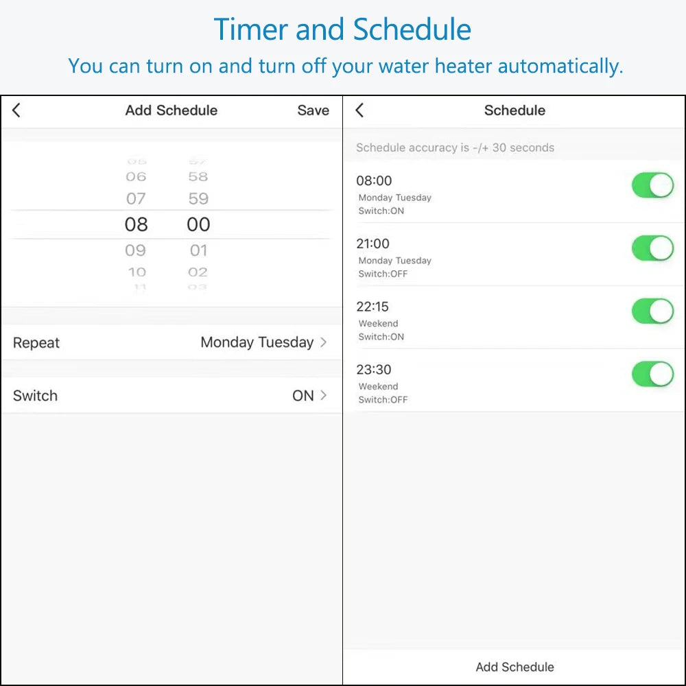 WiFi Boiler Switch 4400W App Timer for Smart Home Energy Management Tidesmit