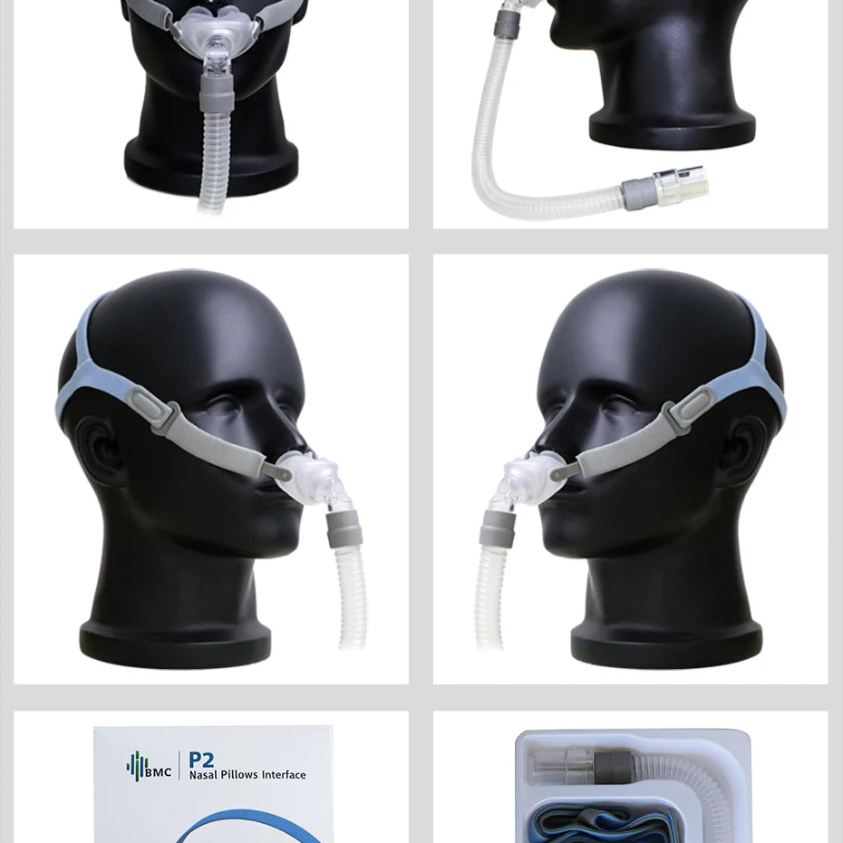 BMC PM2 CPAP Mask Nasal Pillows Mask with Headgear for CPAP Machine APAP BiPAP S/M/L 3 Sizes Silicone Cushions Apnea Nasal Mask