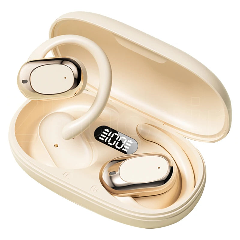 New Electroplating Wireless Earphones M57 OWS Rotatable Ear Hook Music Earbuds with LED Power Display and Hi-Res Sound Quality Tidesmit