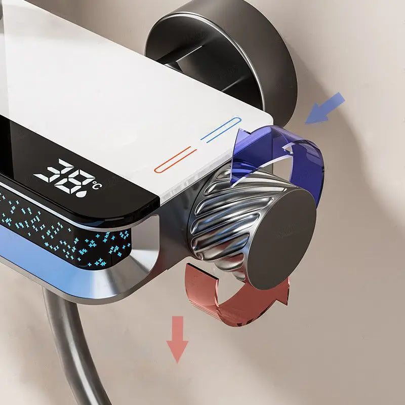 LED Digital Display Shower Set with Starry Light Effect, Smart Temperature Indicator, Water Saving Shower Set ForModern Bathroom Tidesmit