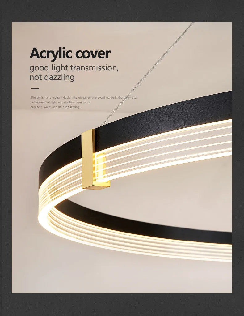 Nordic LED Ring Light Chandelier | Adjustable Color Temperature 3-Layer Tidesmit