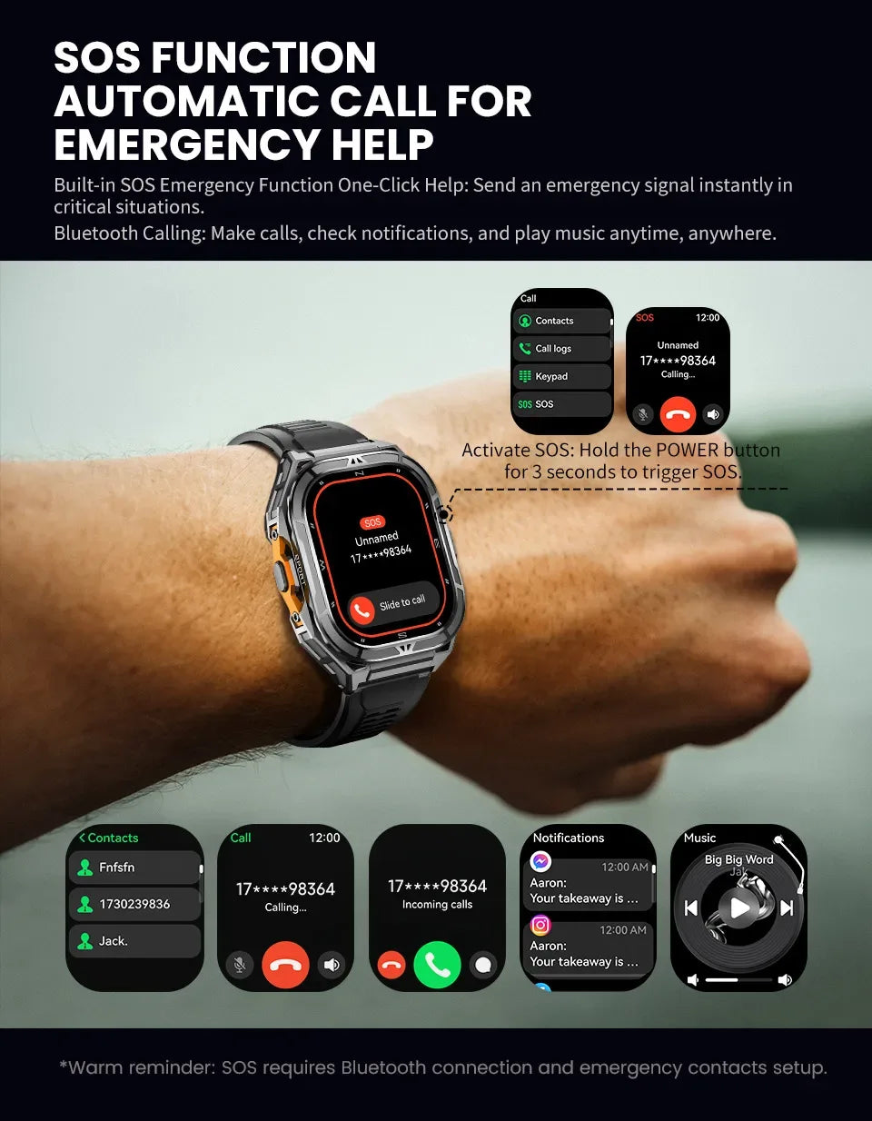 New Trending Sports Watches for Men 1.96inch AMOLED Compass Altitude 5ATM Swimming Smart Watches Fitness GPS X5 Smart Watch - Tidesmit