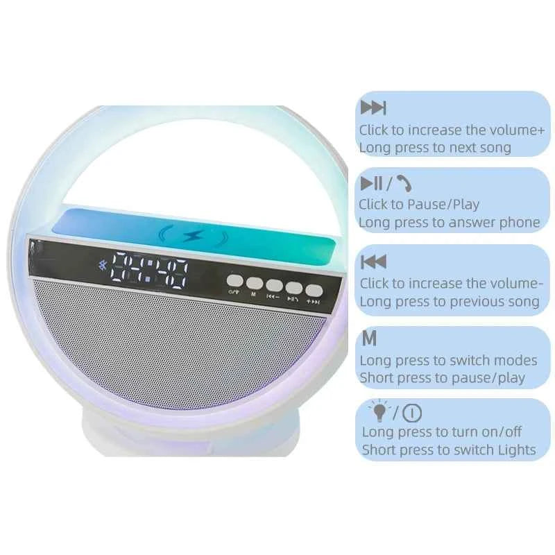 Best Selling 15W Wireless Fast Charging BT Speaker App Control Aux USB TF Card Bluetooth Speaker With Digital Alarm Clock My Store