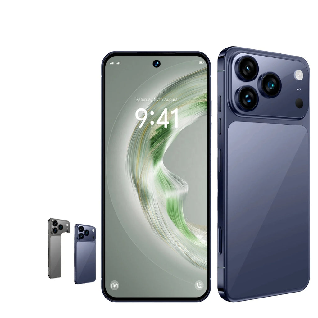Tidesmit 2025 I17 Pro 7.3-inch 5G smartphone with Android 15, high-def OLED screen, and 8000mAh battery.