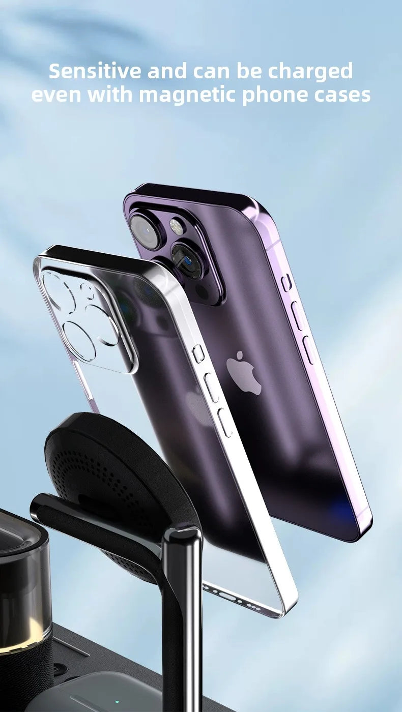 Three-In-One Wireless Charger with Magnetic Feature 15W USB Input for Apple Mobile Phones Headphones Watches Tidesmit