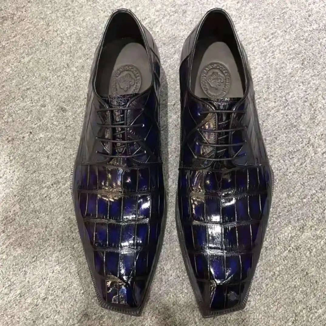 Goodyear Italian crocodile Leather Purple Shoes Men Luxury Business Men Shoe Official Footwear Top Quality Formal Men's Shoes