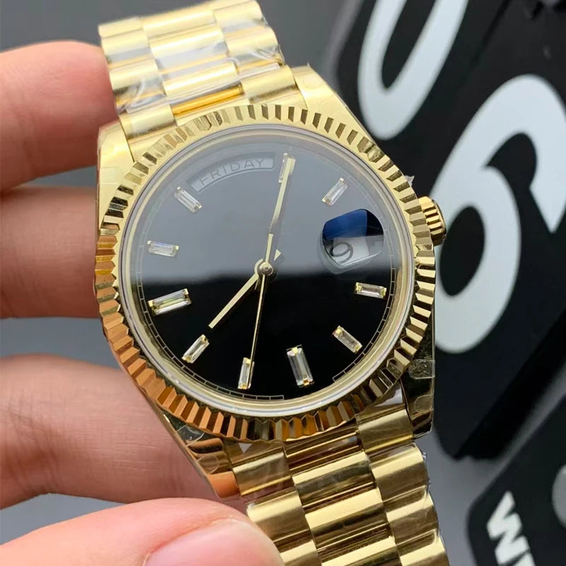 High Quality Luxury Fully Automatic Mechanical Watch Luminous Date 20mm Stainless Steel Sapphire Crystal Glass Dial Window