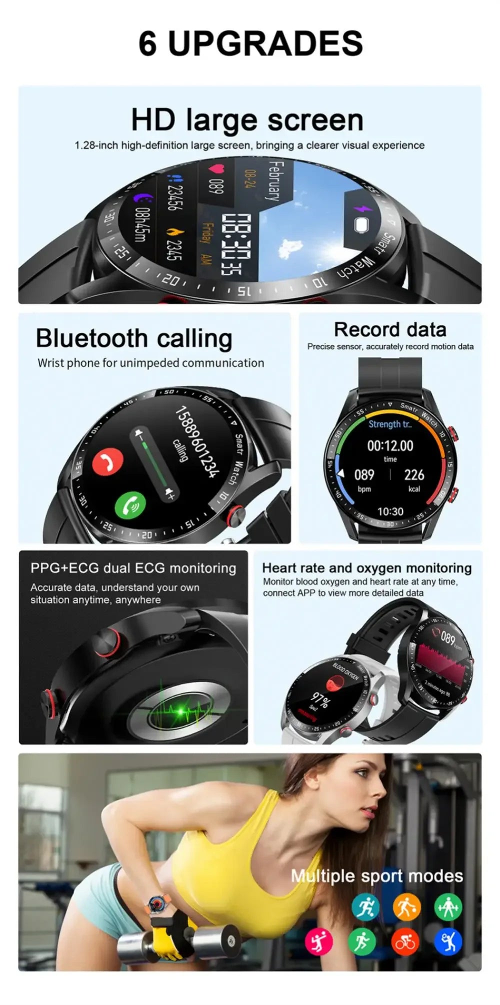 2025 hot Smart Watch Men BT Call Heart Rate Health Monitoring Sports Fitness Tracker Waterproof Ip68 Smartwatch for Huawei HW20 - Tidesmit