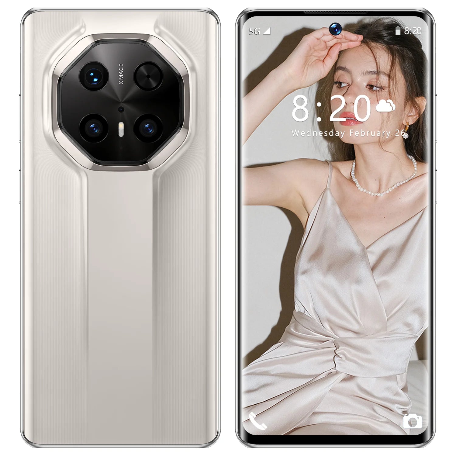 Brand New 5G for MT 70 RS Deca Core Smartphone 7.3 Inch 144Hz Curved Screen 16GB+1TB Memory 108MP Rear English Spanish White 16g Tidesmit