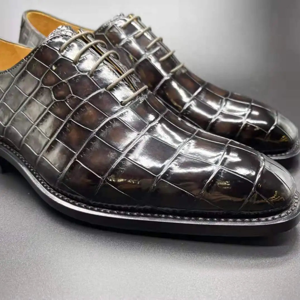 Goodyear Crocodile Skin Luxury Tuxedo Shoes for Men Genuine Alligator Leather Business Formal Shoes Men Trendy Office Shoes