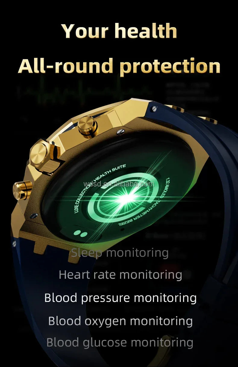 Wedtserha Classic Men's Business Smart Watch BT Call GPS Navigation Heart Rate Monitor Sports Fitness Tracker for AW47 - Tidesmit