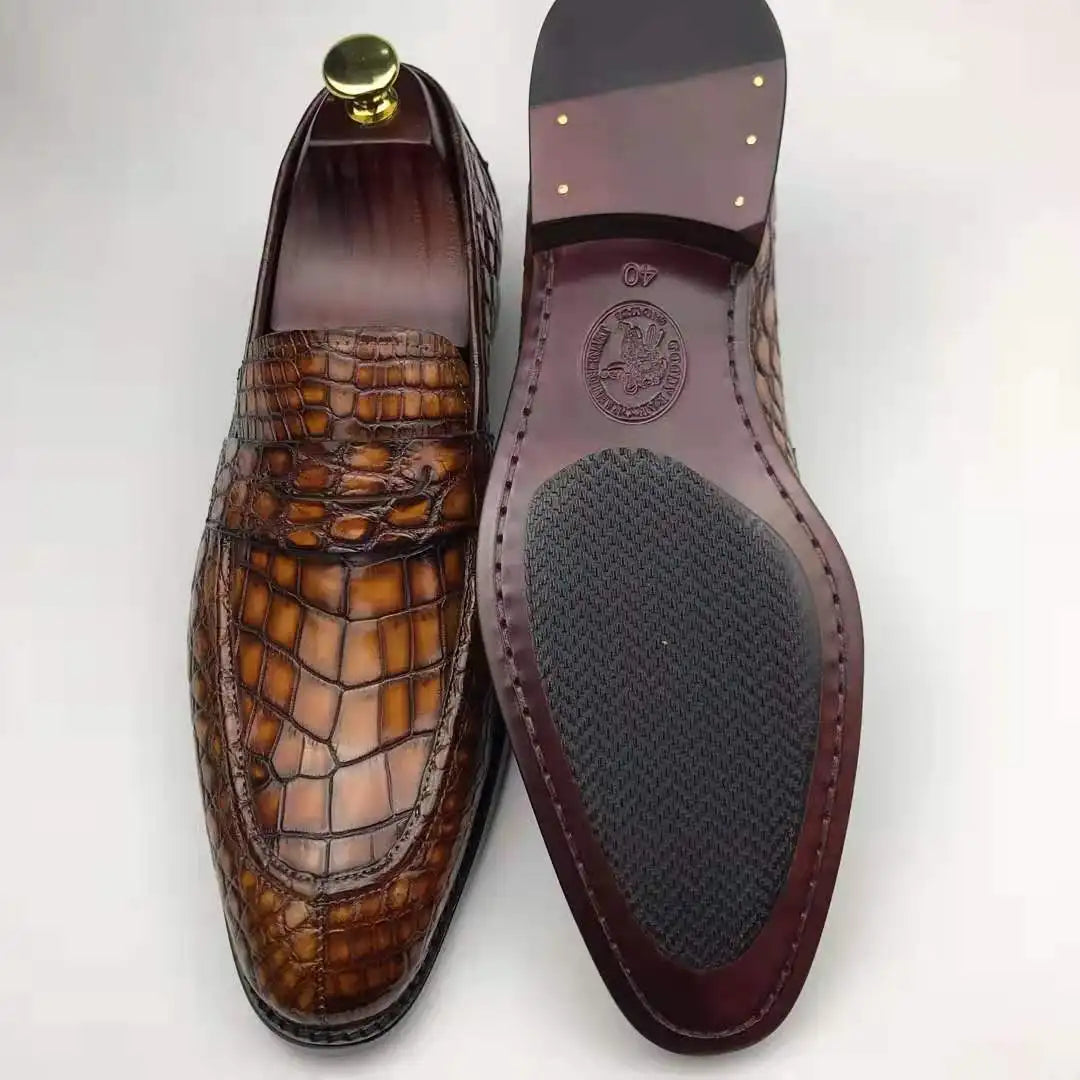 Goodyear Welt Genuine Crocodile Leather Shoes for Man Loafers Shoes Alligator Men Chic New Model Office Party Men's Shoes
