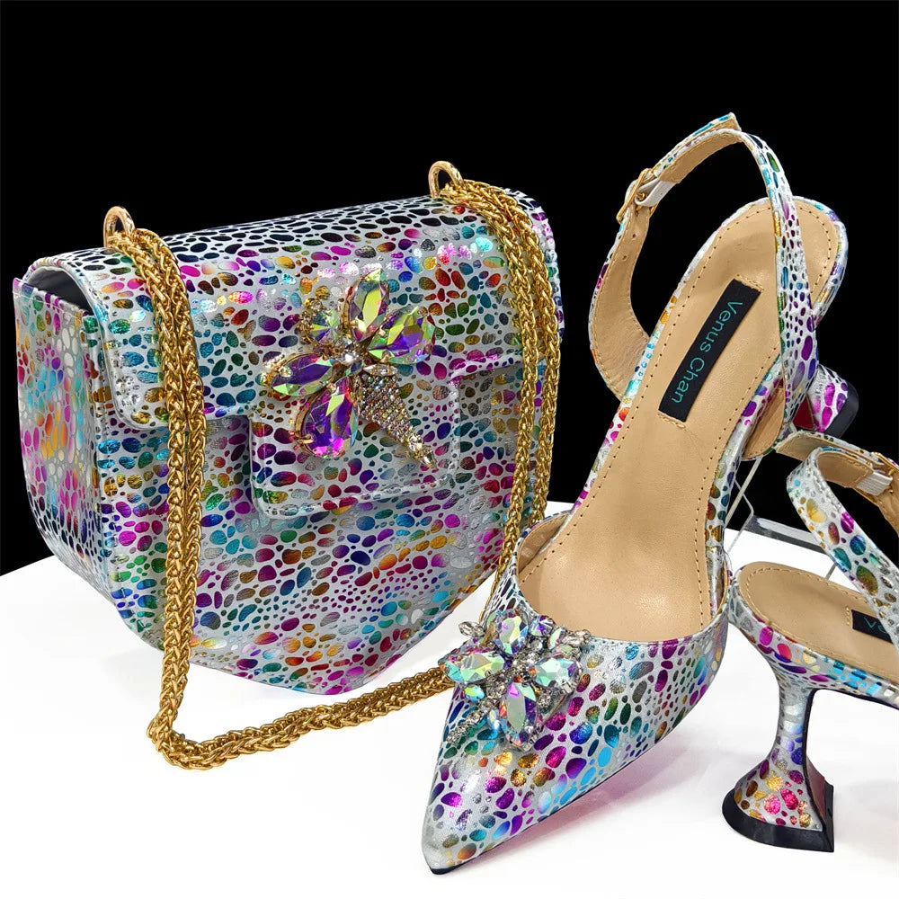 Shein Bestseller Women's Shoes and Bags Set: Pointed-toe Heeled Pumps with an Unconventional Shoulder Bag and Tote