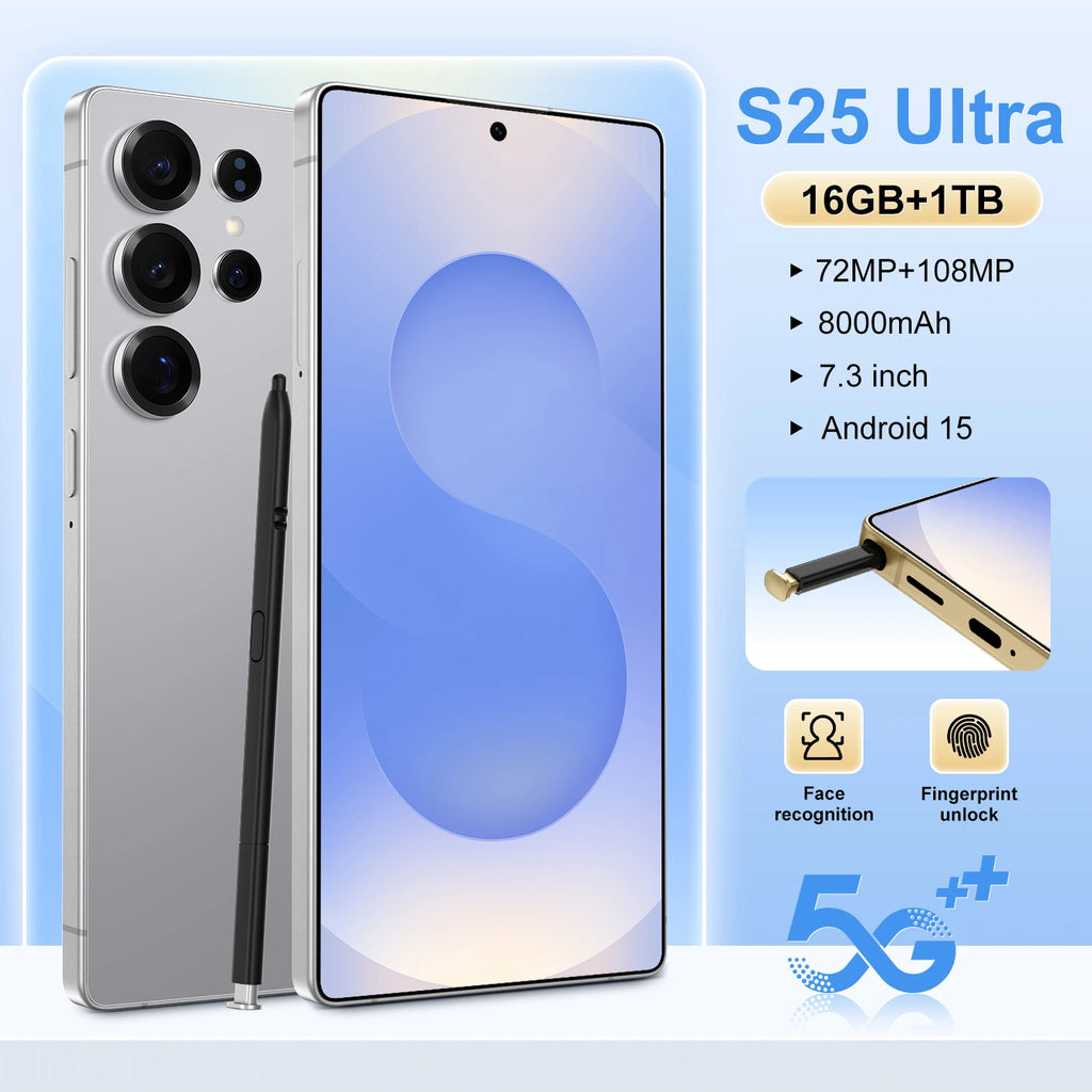 Side profile of 2025 S25 Ultra smartphone showcasing slim design and integrated stylus pen