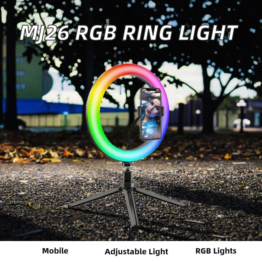 Powerful RGB LED Ring Light with Tripod for Phone Photography Tidesmit