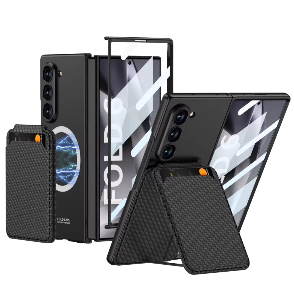 Wireless Charging PU Leather Hard PC with Screen Protector Card Bag Phone Cover for Samsung Galaxy Z Fold 6 Tidesmit